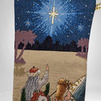 We Three Kings Completed Cross Stitch Christmas Stocking