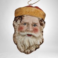 Vintage Enesco Pair of Ceramic Santa Heads Ornaments: Festive Holiday Charm