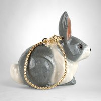 Vintage Beachstone Ceramic Bunny Ornament - Timeless Elegance