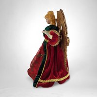 Heirloom Elegance: Vintage Angel Tree Topper in Red Dress