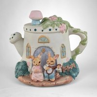 Vintage Ceramic Rabbit Teapot Music Box