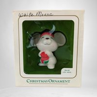 1970s Hallmark Vintage White Mouse Christmas Ornament