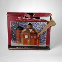 1997 St. Nicholas Square Octagon Barn Village Building - Charming Holiday Collectible