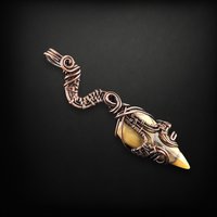 Handmade Copper Wire Wrapped Agate Pendant - Unique Statement Jewelry, Antiqued Copper, Gemstone Gift for Women