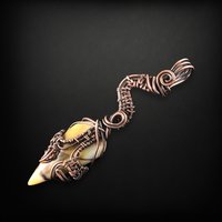 Handmade Copper Wire Wrapped Agate Pendant - Unique Statement Jewelry, Antiqued Copper, Gemstone Gift for Women