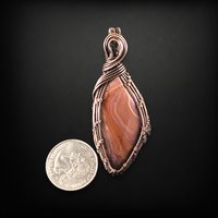 Handmade Copper Wire Wrapped Tan Agate Pendant - Statement Necklace, Antiqued Copper, Bohemian Jewelry, Gemstone Gift