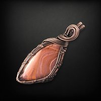 Handmade Copper Wire Wrapped Tan Agate Pendant - Statement Necklace, Antiqued Copper, Bohemian Jewelry, Gemstone Gift