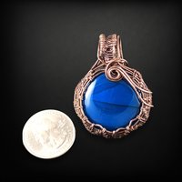 Handcrafted Copper Wire Wrapped Blue Agate Pendant | Unique Boho Jewelry | Calming Stone