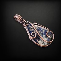 Handcrafted Copper Wire Wrapped Sodalite Pendant | Unique Boho Jewelry | Calming Stone