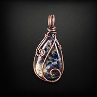 Handcrafted Copper Wire Wrapped Sodalite Pendant | Unique Boho Jewelry | Calming Stone