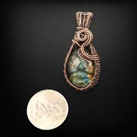 Handmade Copper Wire Wrapped Checkered Labradorite Pendant | Unique Artisan Jewelry | Boho Gift