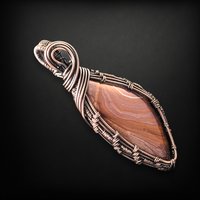 Handmade Copper Wire Wrapped Tan Agate Pendant - Statement Necklace, Antiqued Copper, Bohemian Jewelry, Gemstone Gift