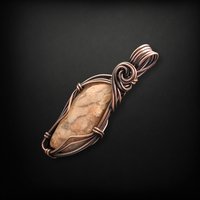 Handmade Copper Wire Wrapped Jasper Pendant, Rustic Patina, Unique Stone Jewelry, Gift for Her, Bohemian Pendant