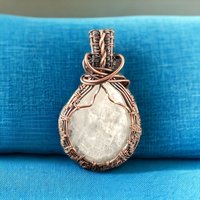 Handcrafted Copper Wire Wrapped Moonstone Pendant | Unique Boho Jewelry | Ethereal Charm