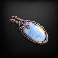 Handmade Copper Wire Wrapped Blue Opal Pendant | Oxidized Copper Jewelry | Blue Opal Cabochon | Unique Gift for Women |  Boho Pendant