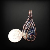 Handcrafted Copper Wire Wrapped Sodalite Pendant | Unique Boho Jewelry | Calming Stone