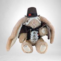 Vintage The Phantom Bunny Plush by Caryn, 11.5" Tall, Collectible Stuffed Animal, Soft Toy