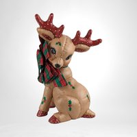 Hand-Painted Reindeer Figurine | Vintage Ceramic | Christmas Decoration | 9"