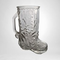 Vintage Clear Glass Cowboy Boot Stein | Western Decor | Unique Drinking Glass | Barware