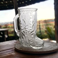 Vintage Clear Glass Cowboy Boot Stein | Western Decor | Unique Drinking Glass | Barware