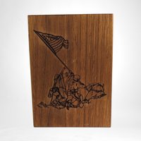Vintage Toystalgia US Marines Wooden Music Box Bank, Military Collectible, Patriotic Decor,  Iwo Jima Scene, Gift for Veteran