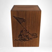 Vintage Toystalgia US Marines Wooden Music Box Bank, Military Collectible, Patriotic Decor,  Iwo Jima Scene, Gift for Veteran