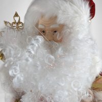 Vintage Fiber Optic Santa Tree Topper | 17" Lighted Christmas Decoration | Red and Gold Santa Claus | Festive Holiday Decor