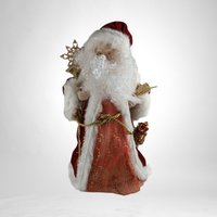 Vintage Fiber Optic Santa Tree Topper | 17" Lighted Christmas Decoration | Red and Gold Santa Claus | Festive Holiday Decor