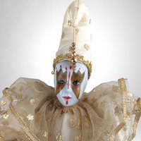 Vintage Harlequin 14" Doll In Gold