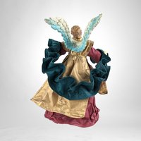 Vintage Fabric Angel Tree Topper | Green and Red | Christmas Decor | Holiday Decor | Angel Tree Ornament | Vintage Christmas