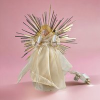 Vintage Light Up Ivory and Gold Angel Tree Topper | Illuminated Christmas Decor | Elegant Holiday Accent | Perfect Gift for Angel Collectors