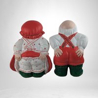 Vintage Hand Painted Mr. and Mrs. Claus Mooning Figures | Quirky Christmas Decor | Ceramic Santa and Mrs Claus Figurines | 7.5" Tall