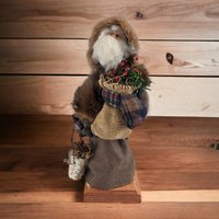 1999 Handmade Northwoods Santa Figure | Minnesota Folk Art | Rustic Christmas Decor | 12" Santa with Birdhouse | Winter Woodland Decor