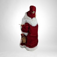 Vintage Fiber Optic Santa Tree Topper | 17" Lighted Christmas Decoration | Red and Gold Santa Claus | Festive Holiday Decor