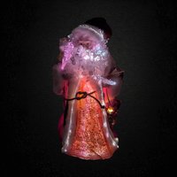 Vintage Fiber Optic Santa Tree Topper | 17" Lighted Christmas Decoration | Red and Gold Santa Claus | Festive Holiday Decor