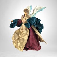 Vintage Fabric Angel Tree Topper | Green and Red | Christmas Decor | Holiday Decor | Angel Tree Ornament | Vintage Christmas