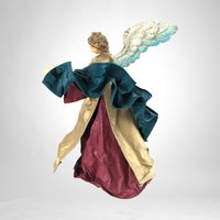 Vintage Fabric Angel Tree Topper | Green and Red | Christmas Decor | Holiday Decor | Angel Tree Ornament | Vintage Christmas