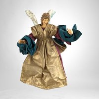 Vintage Fabric Angel Tree Topper | Green and Red | Christmas Decor | Holiday Decor | Angel Tree Ornament | Vintage Christmas