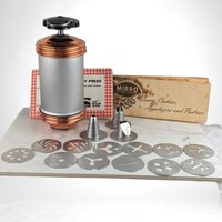 Vintage Mirro Cookie Press with 12 Plates and 3 Decorator Tips