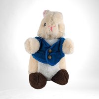 Vintage 10" Plush Bunny with Blue Jacket