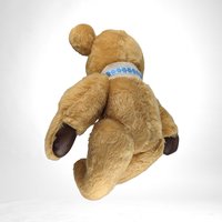 Vintage Tan 16" Teddy Bear with Blue Bow