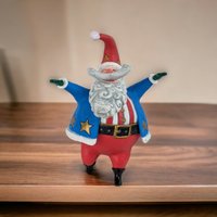 Vintage Patriotic Santa Ornament Lot | 4 Piece Set | Hallmark & Carlton Cards | Christmas Decor | Collectible Ornaments