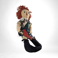 Vintage Folk Art Country Folk Signed 22" Raggedy Ann Doll