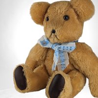Vintage Tan 16" Teddy Bear with Blue Bow