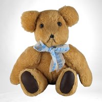Vintage Tan 16" Teddy Bear with Blue Bow