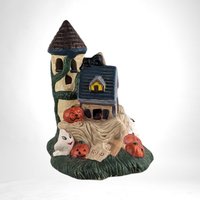 1991 Haunted House Ceramic Light | Vintage Halloween Decor | 7.5" | Pacific Rim | 3 Lights