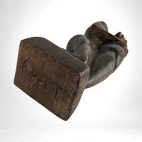 1962 Hand Carved Wooden "Thinking Man" Sculpture | Mid Century Modern Art | Abstract Wood Sculpture | 9.5" Tall |  Unique Gift