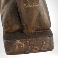 1962 Hand Carved Wooden "Thinking Man" Sculpture | Mid Century Modern Art | Abstract Wood Sculpture | 9.5" Tall |  Unique Gift