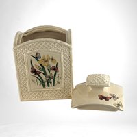 Vintage 1978 Enesco Butterfly Garden Trellis Cookie Jar | Ceramic Cookie Jar |  Floral and Butterfly Design | Cottagecore Kitchen Decor
