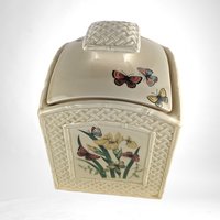 Vintage 1978 Enesco Butterfly Garden Trellis Cookie Jar | Ceramic Cookie Jar |  Floral and Butterfly Design | Cottagecore Kitchen Decor
